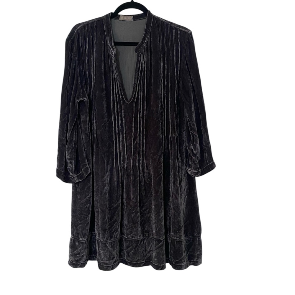 CP SHADES REGINA Velvet Pinticked Long Sleeve Tunic Dress M